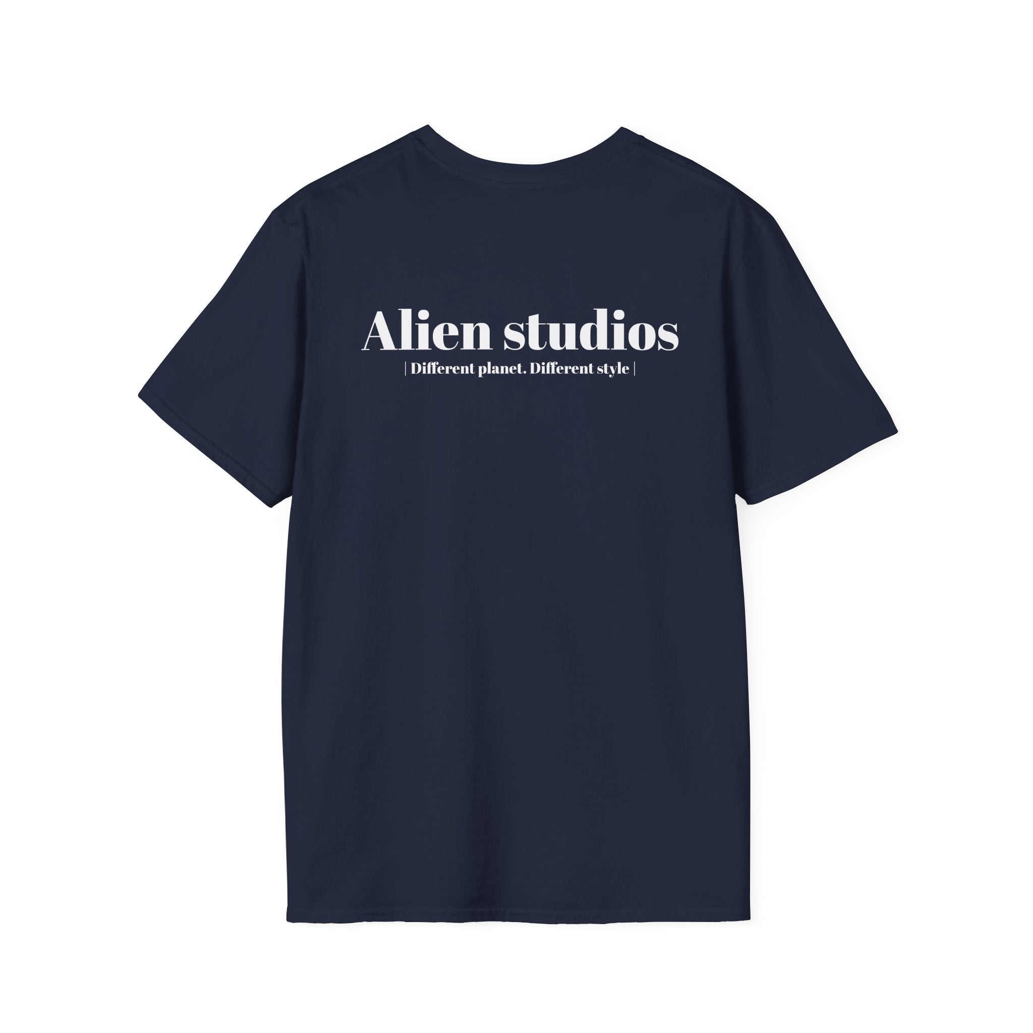 Alien Studios logo T-Shirt | Minimal back text, small chest text