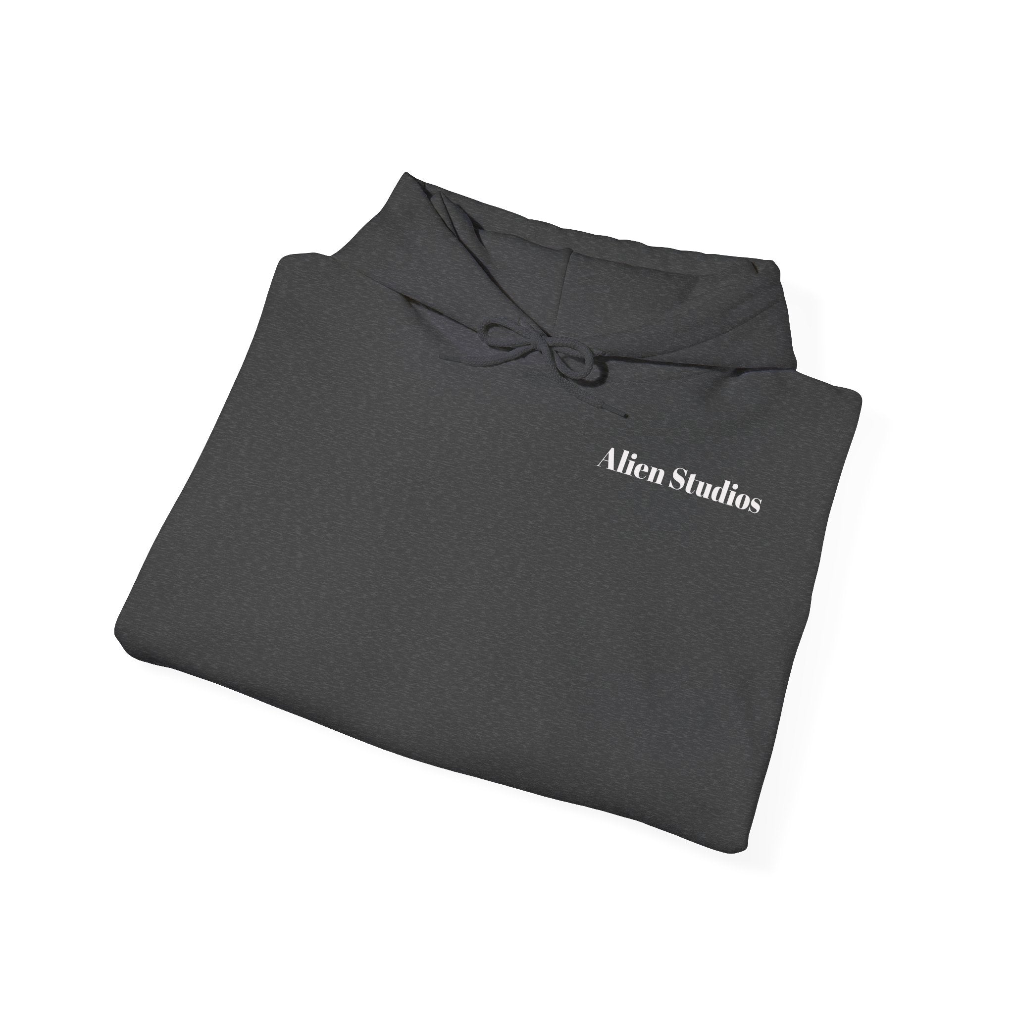 Alien Studios Logo Hoodie | Minimal Back Text, White Pullover