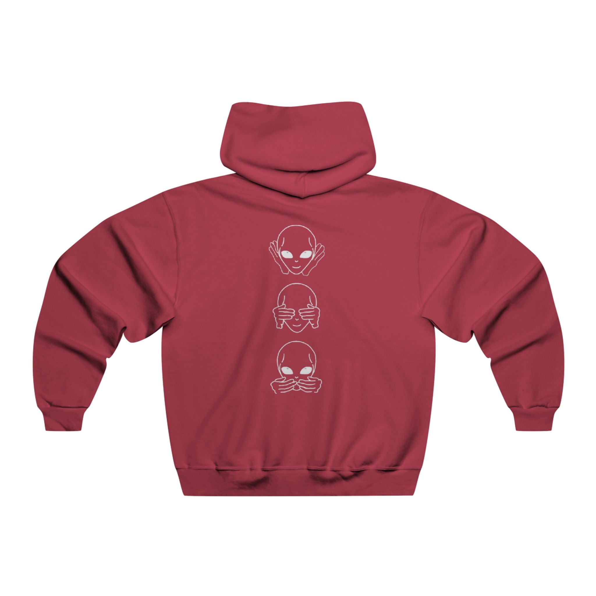 Alien See Hear Speak Hoodie — Minimal UFO Graphic Pullover