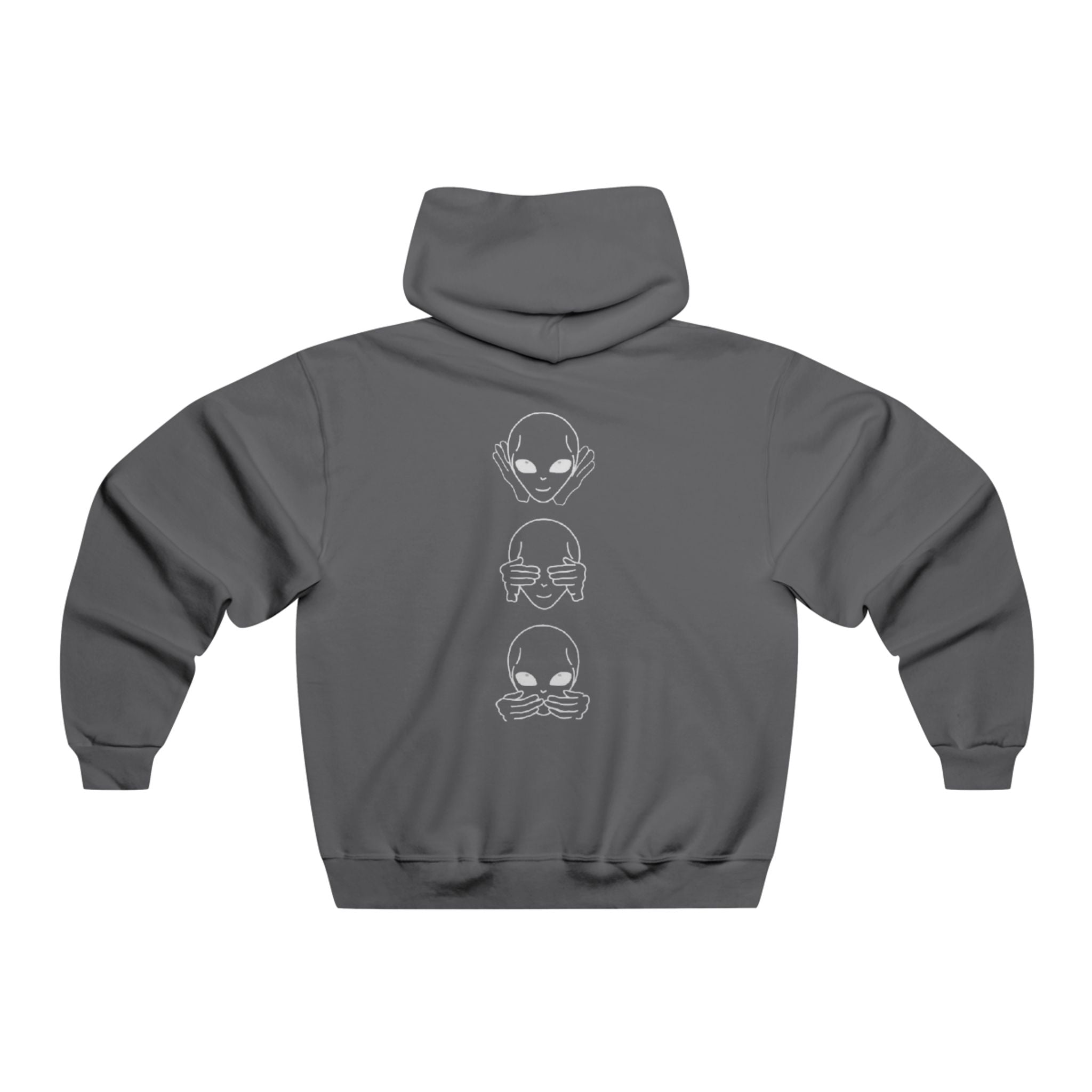 Alien See Hear Speak Hoodie — Minimal UFO Graphic Pullover