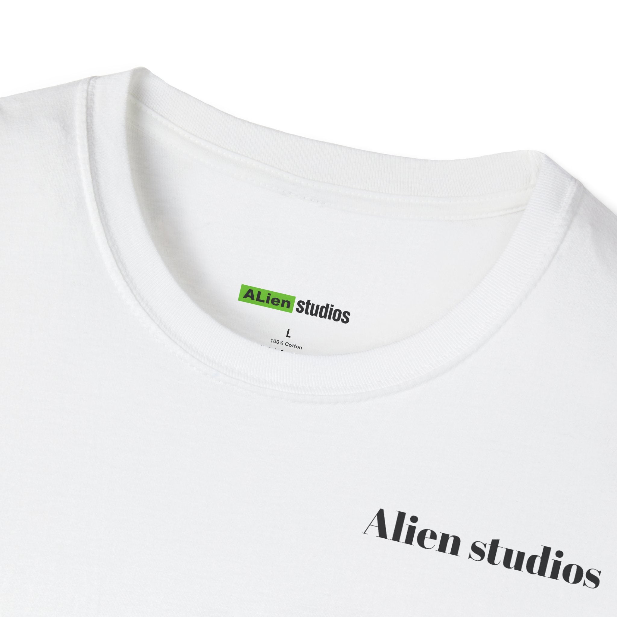 Alien Studios logo T-Shirt | Minimal back text, small chest text