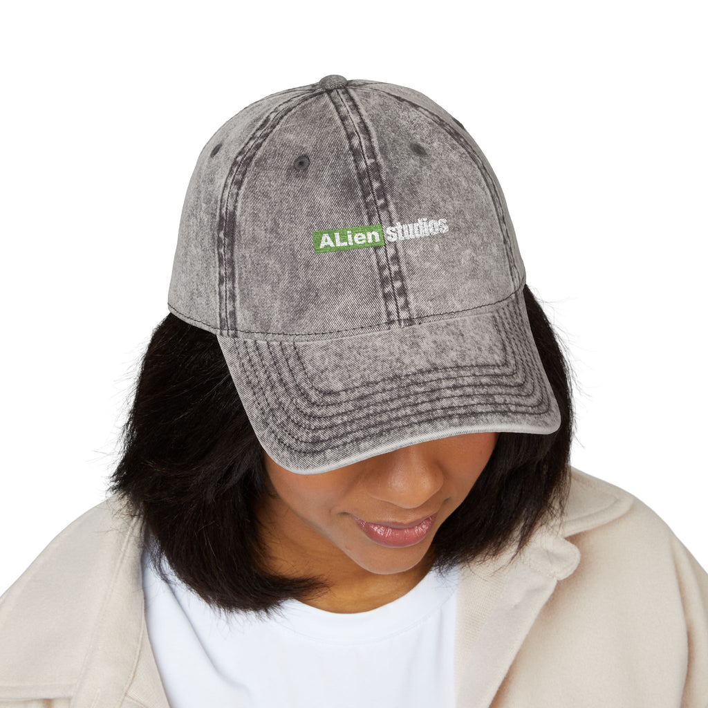 Green Pixel Logo Vintage Cap | Embroidered Baseball Hat