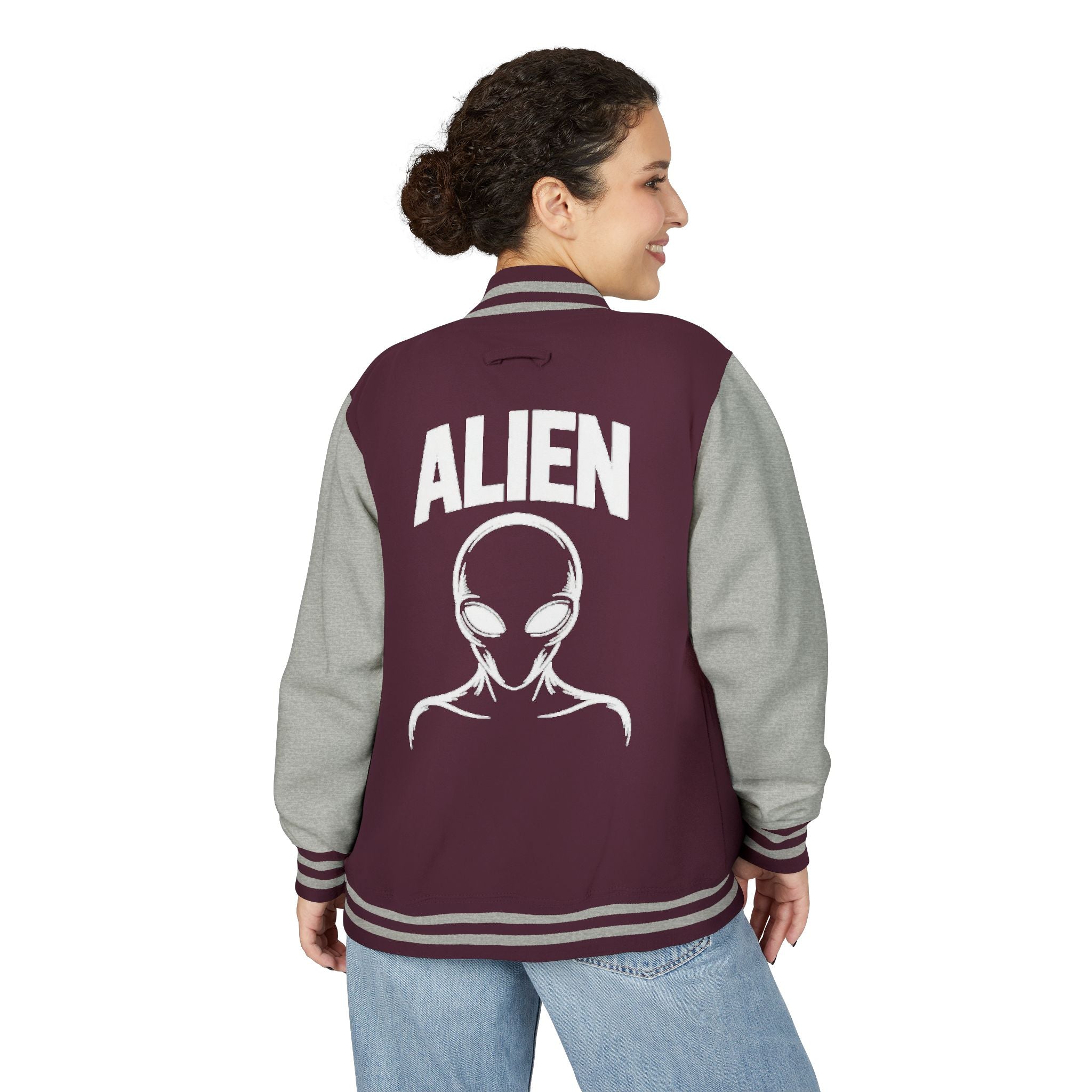 Alien Graphic Letterman Jacket | Alien Head Varsity Jacket