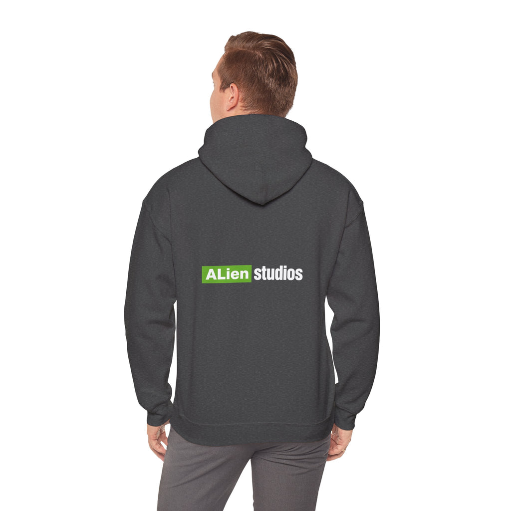 Alien Studios logo Hoodie | Branded Graphic Pullover, Black Logo Sweatshirt