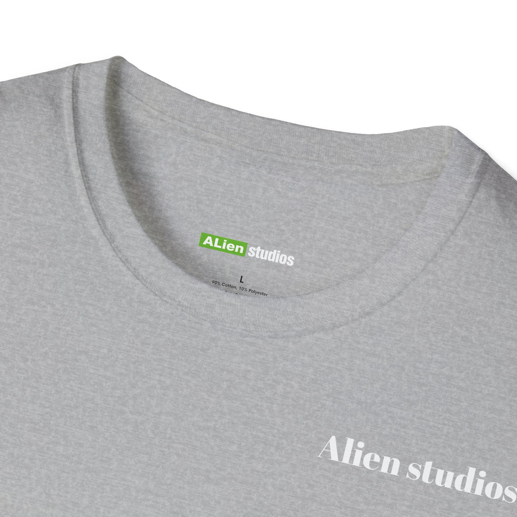 Alien Studios logo T-Shirt | Minimal back text, small chest text