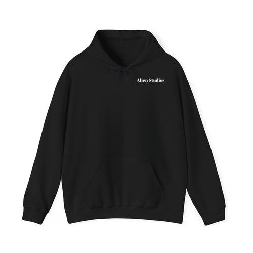 Alien Studios Logo Hoodie | Minimal Back Text, White Pullover