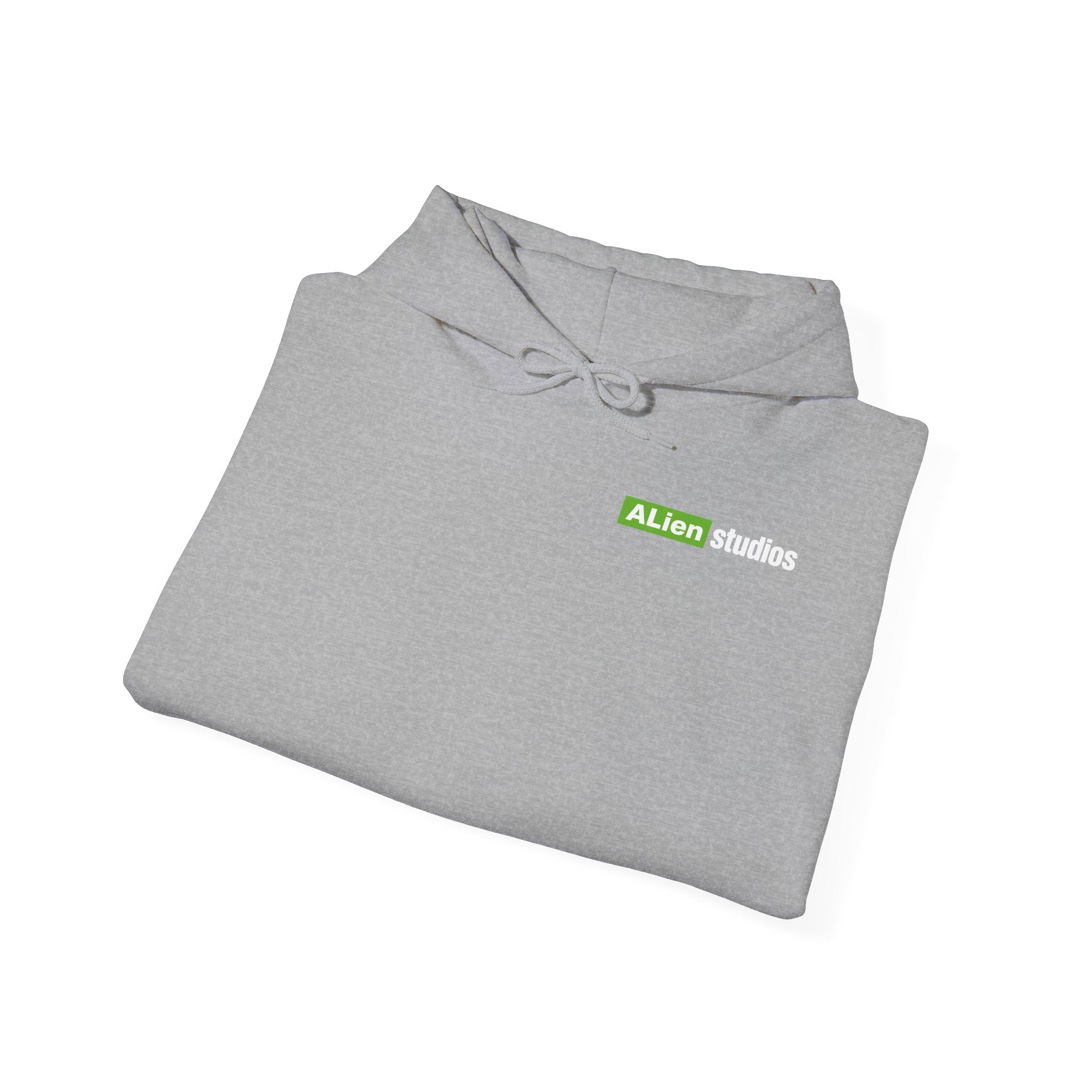 Alien Studios logo Hoodie | Branded Graphic Pullover, Black Logo Sweatshirt