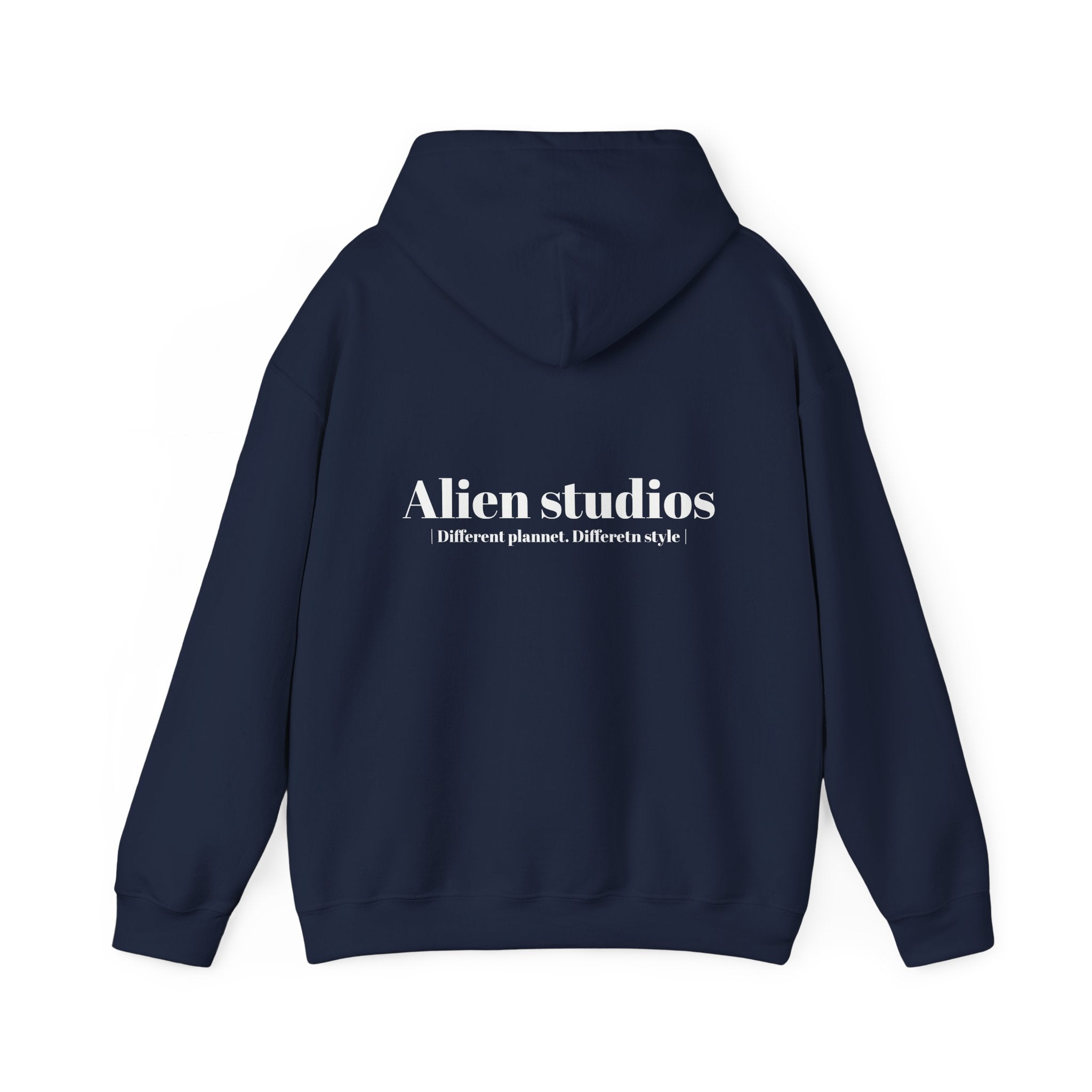 Alien Studios Logo Hoodie | Minimal Back Text, White Pullover
