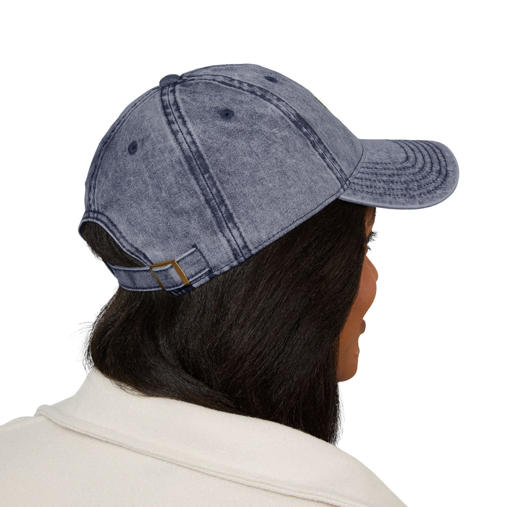 Green Pixel Logo Vintage Cap | Embroidered Baseball Hat