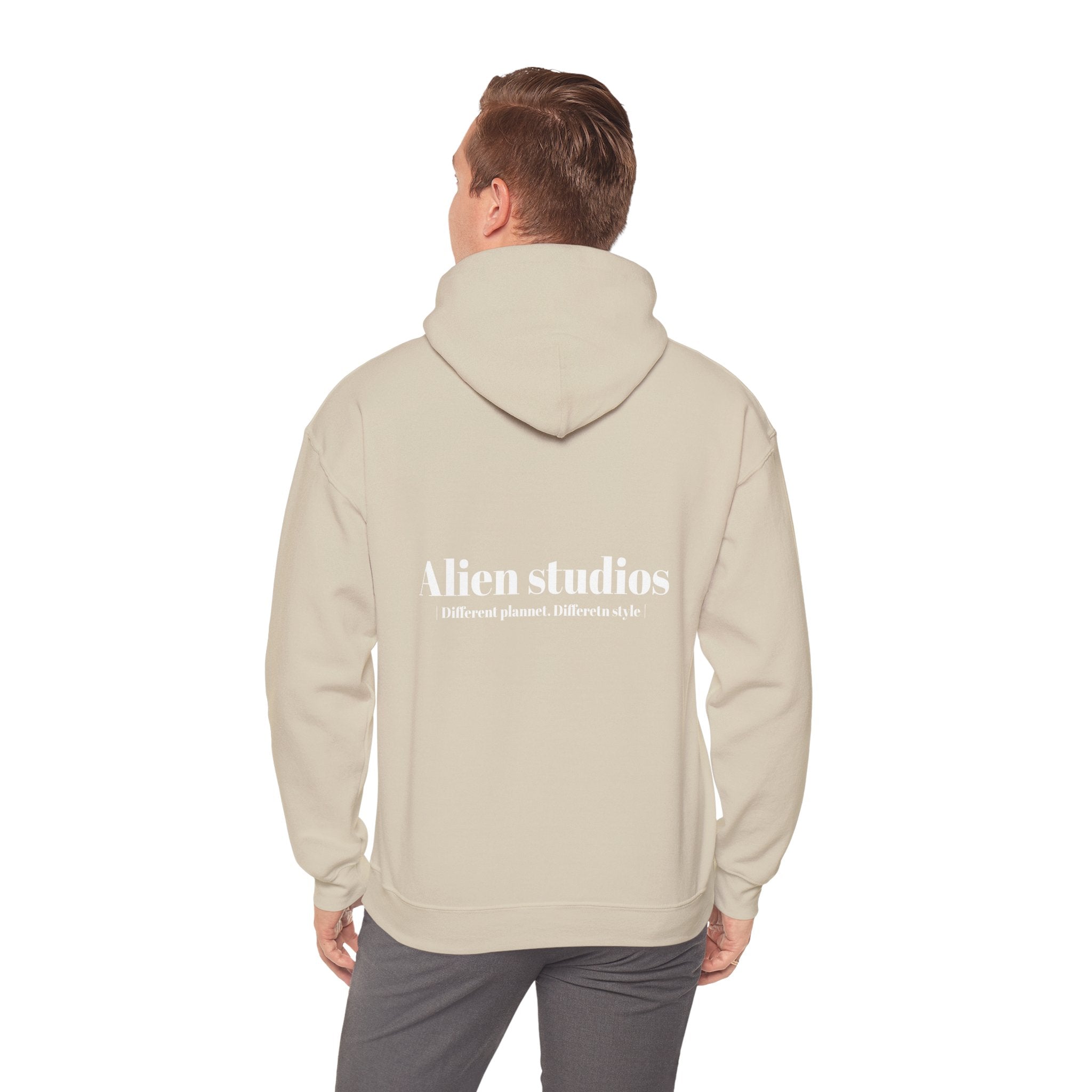 Alien Studios Logo Hoodie | Minimal Back Text, White Pullover