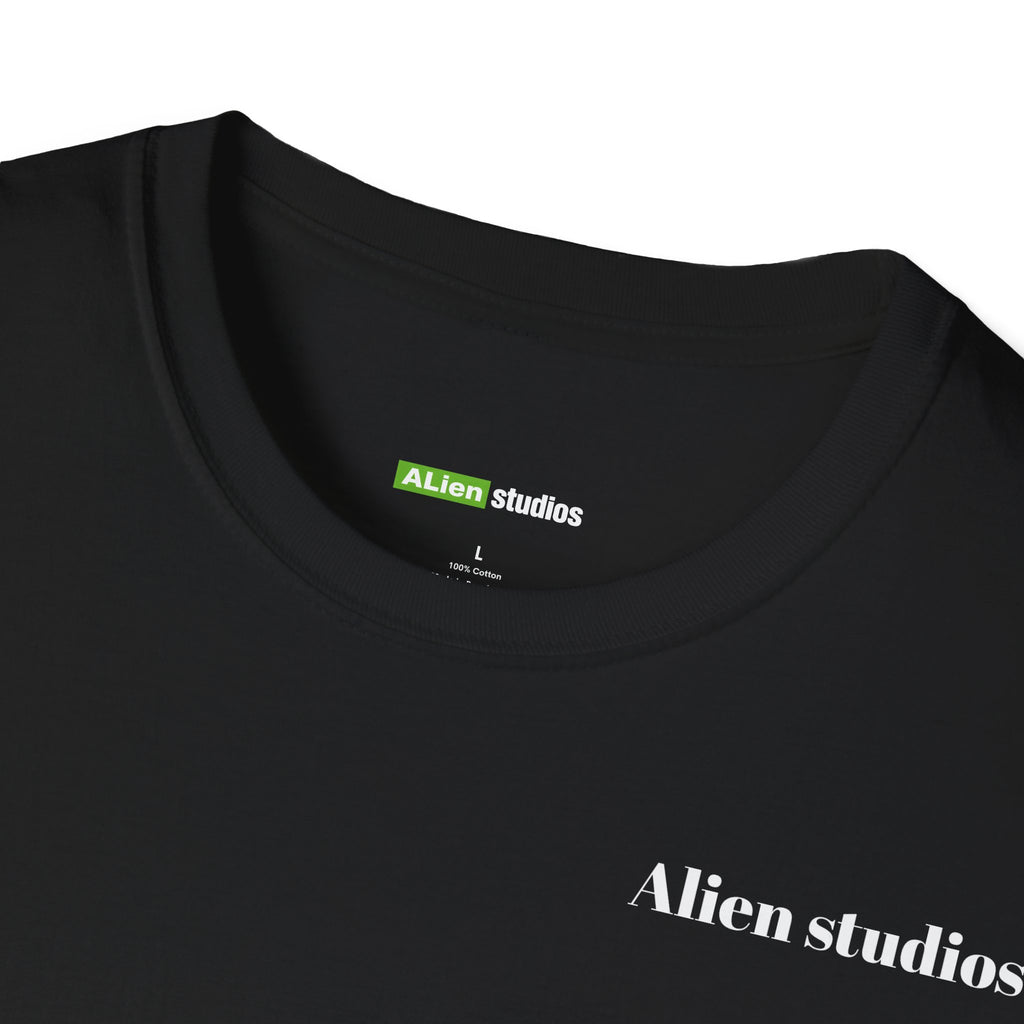 Alien Studios logo T-Shirt | Minimal back text, small chest text