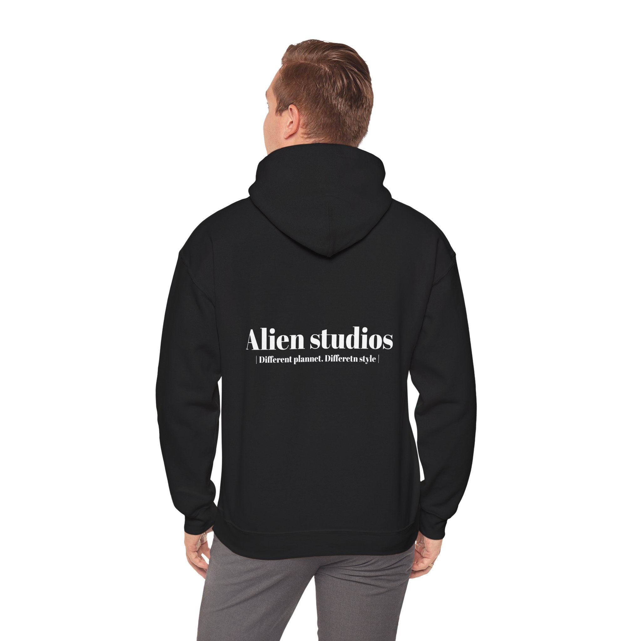 Alien Studios Logo Hoodie | Minimal Back Text, White Pullover