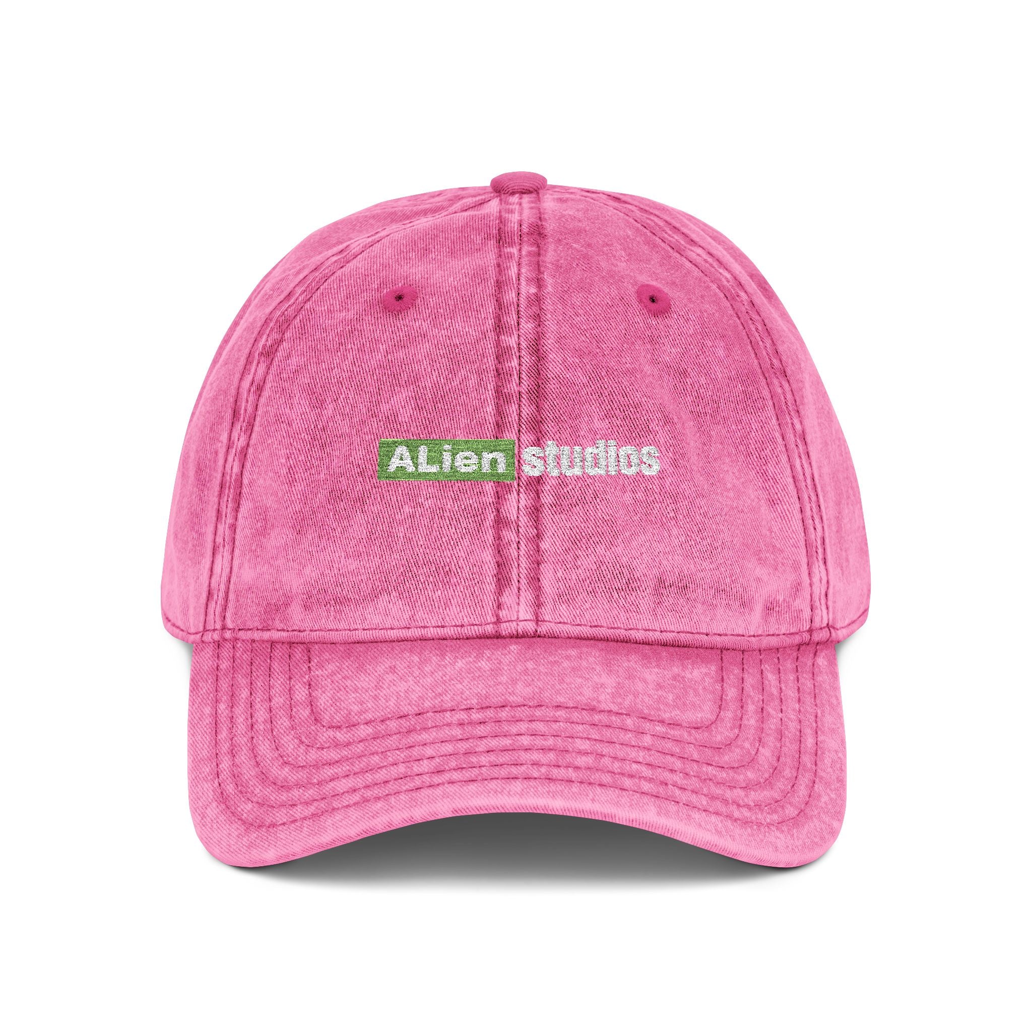 Green Pixel Logo Vintage Cap | Embroidered Baseball Hat