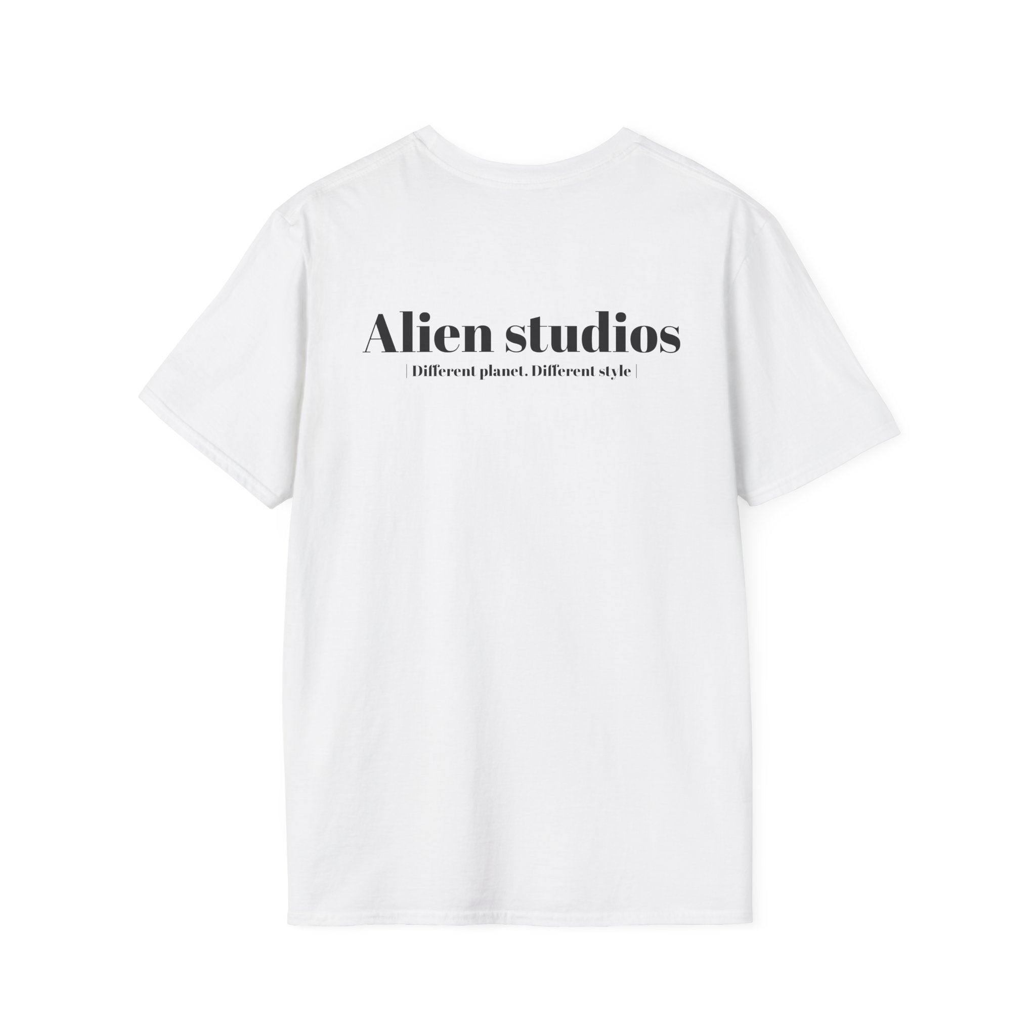 Alien Studios logo T-Shirt | Minimal back text, small chest text