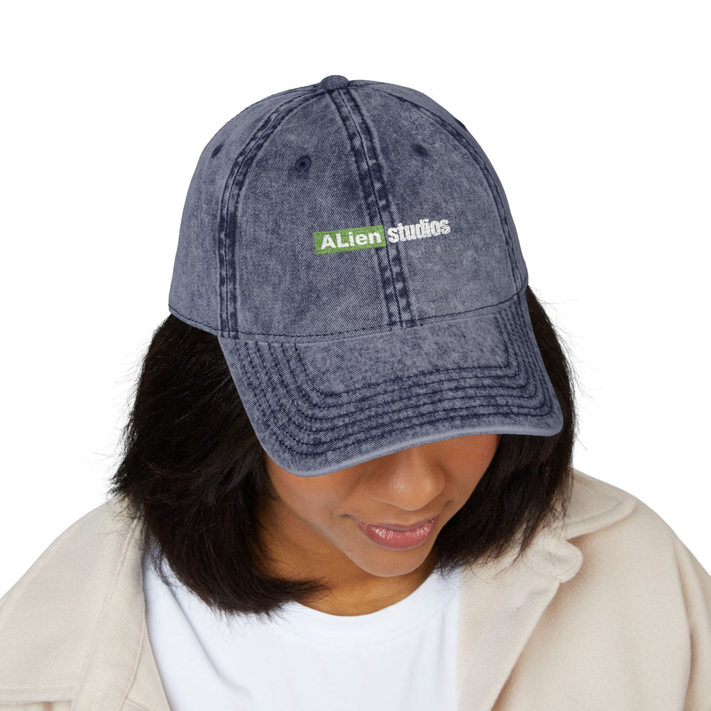 Green Pixel Logo Vintage Cap | Embroidered Baseball Hat