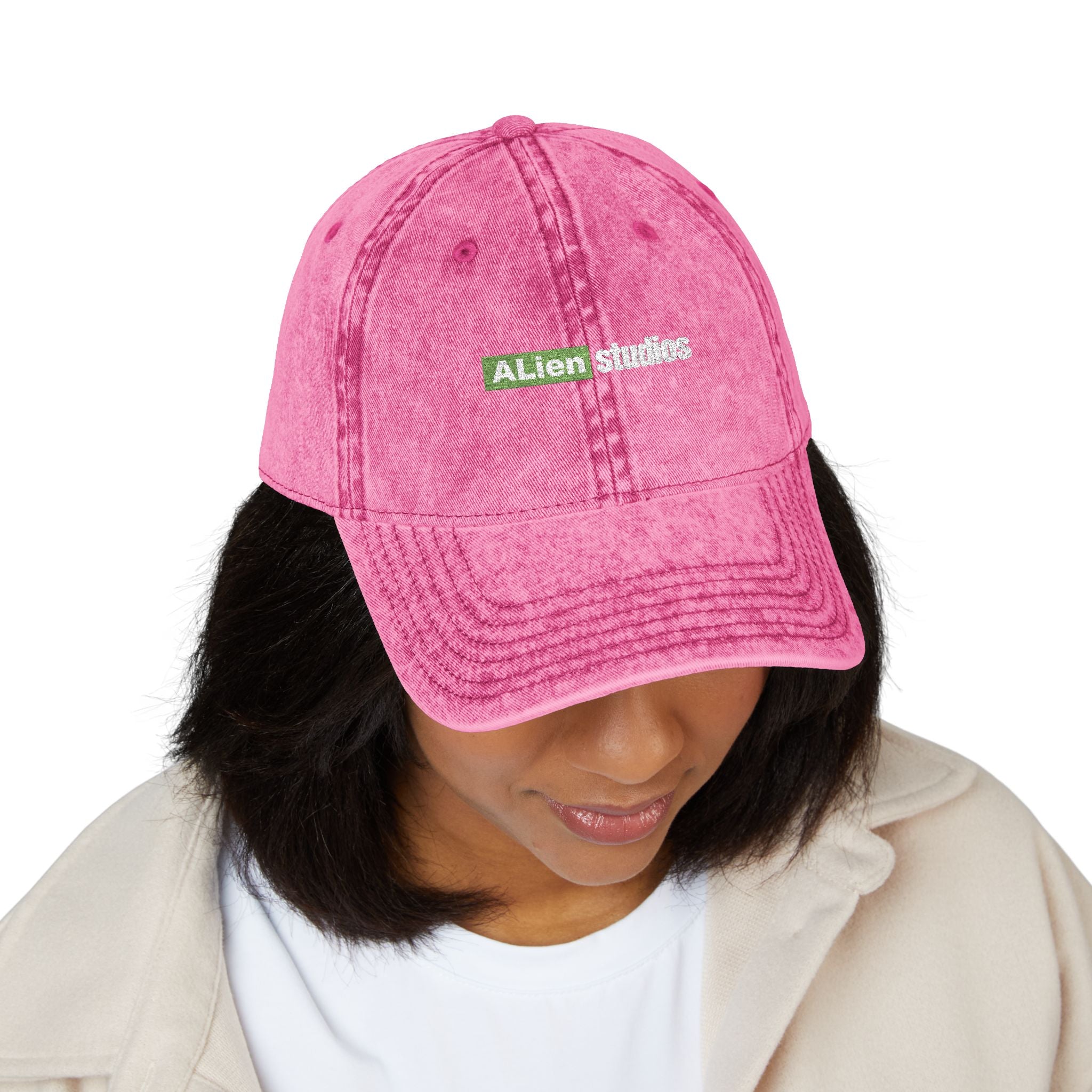 Green Pixel Logo Vintage Cap | Embroidered Baseball Hat