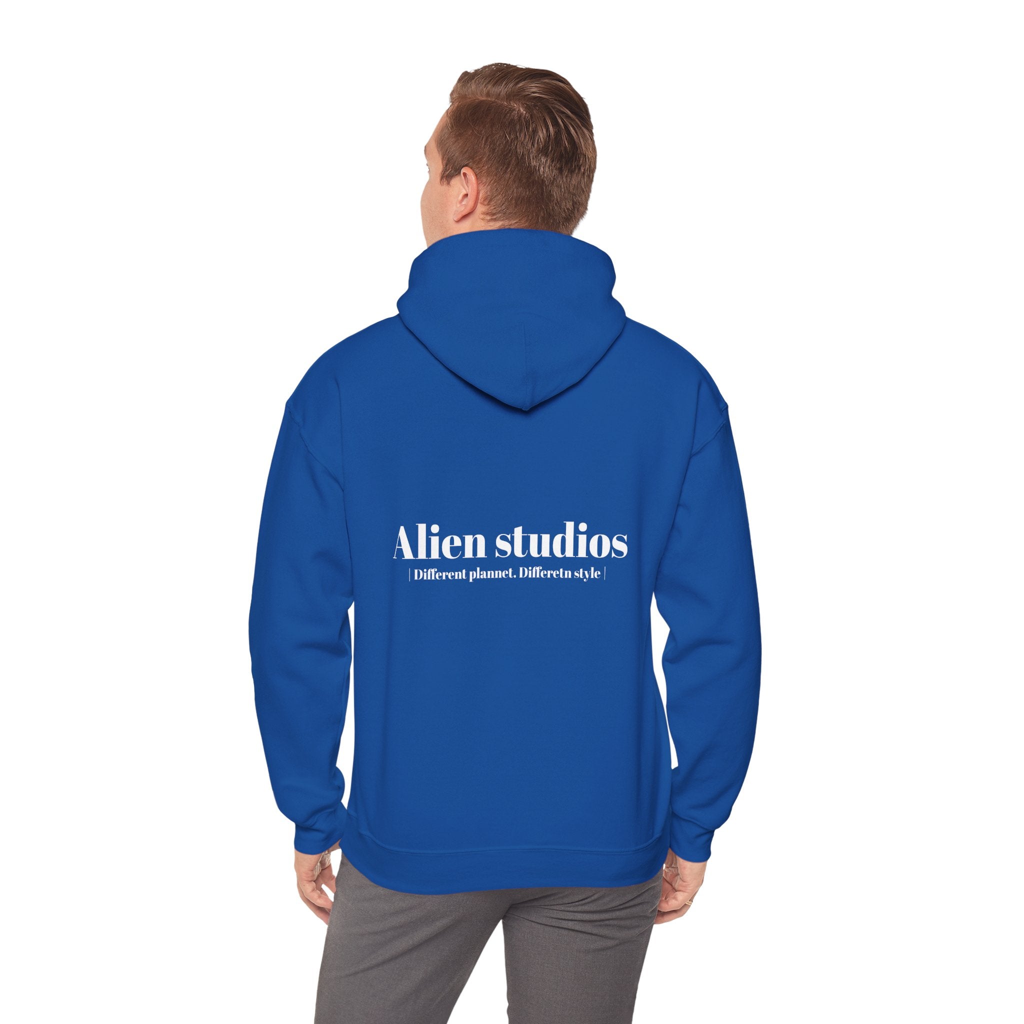Alien Studios Logo Hoodie | Minimal Back Text, White Pullover