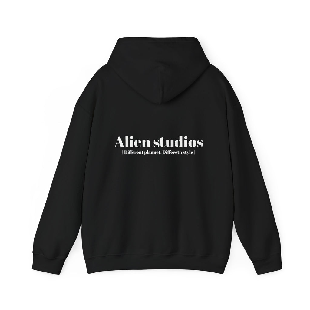 Alien Studios Logo Hoodie | Minimal Back Text, White Pullover