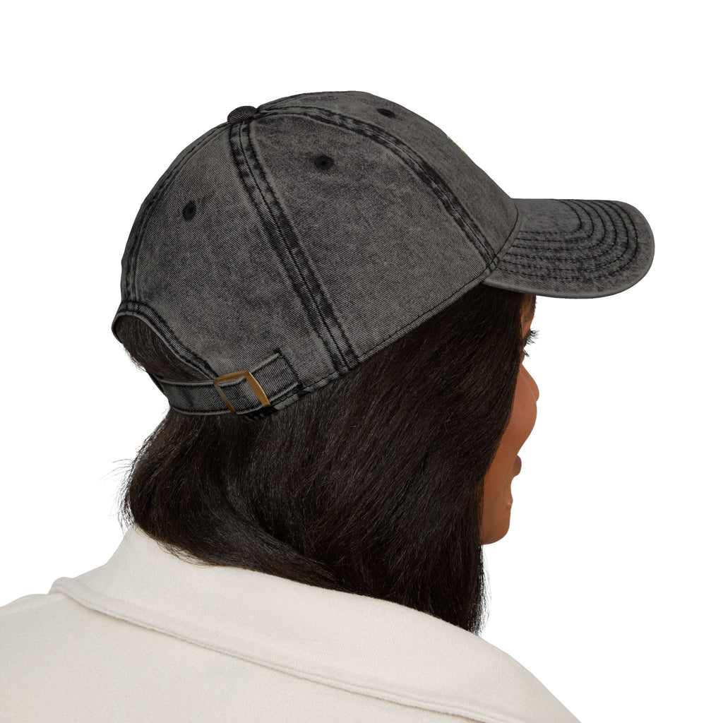 Green Pixel Logo Vintage Cap | Embroidered Baseball Hat