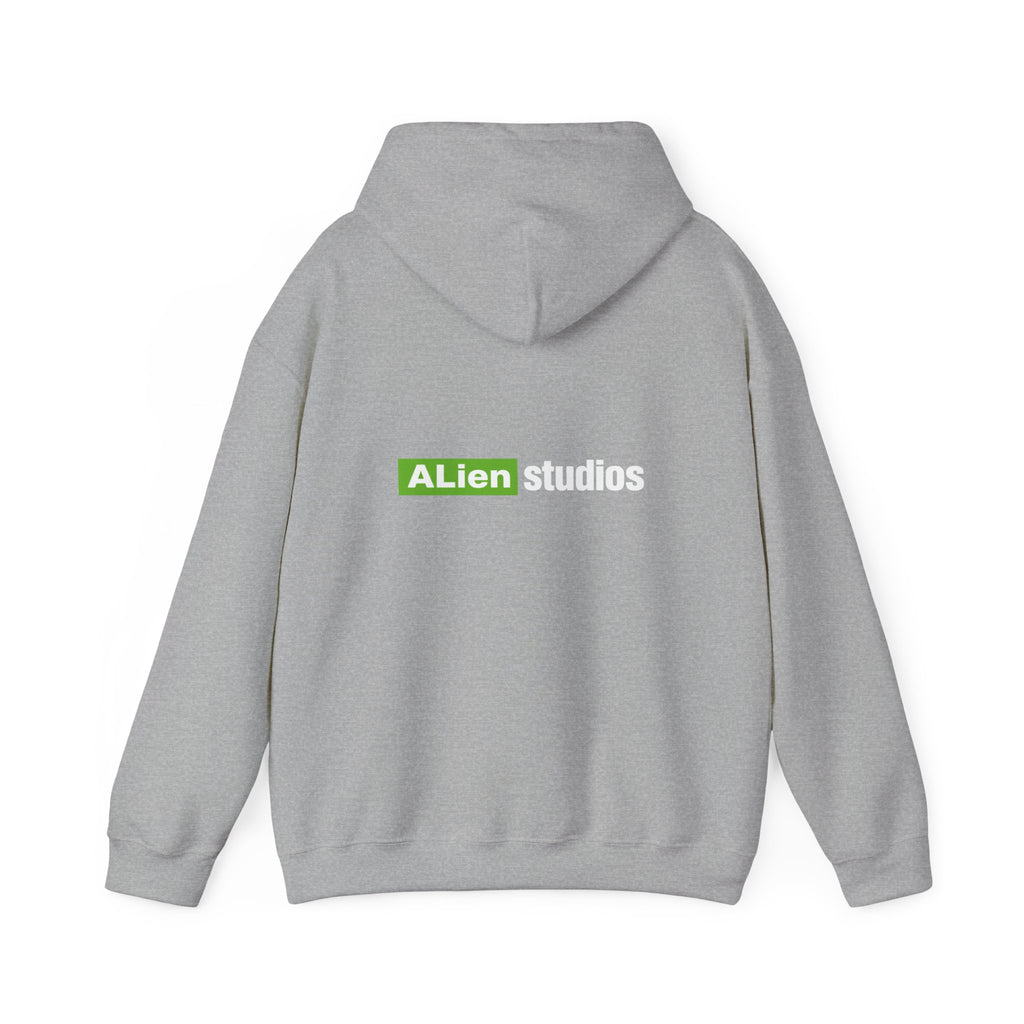 Alien Studios logo Hoodie | Branded Graphic Pullover, Black Logo Sweatshirt