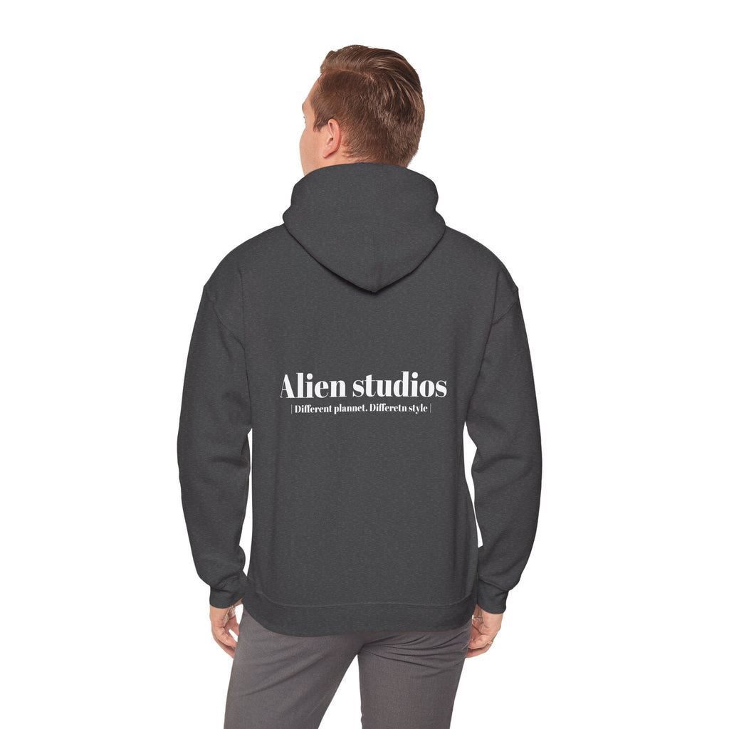 Alien Studios Logo Hoodie | Minimal Back Text, White Pullover