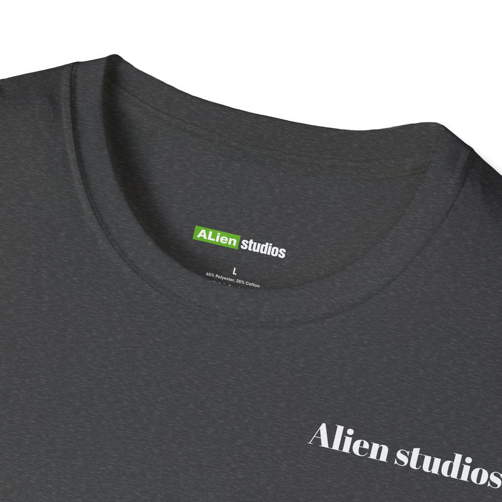 Alien Studios logo T-Shirt | Minimal back text, small chest text