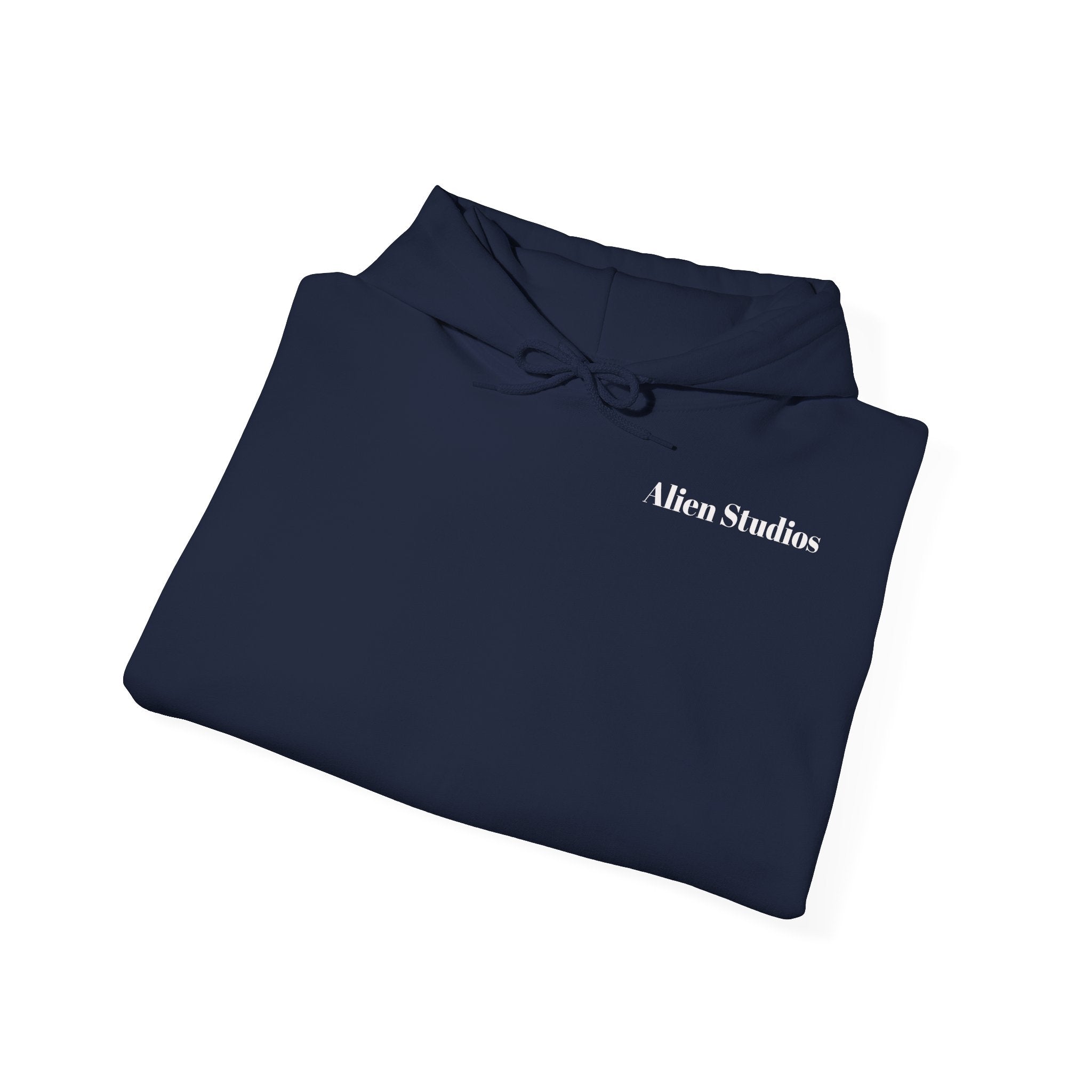 Alien Studios Logo Hoodie | Minimal Back Text, White Pullover