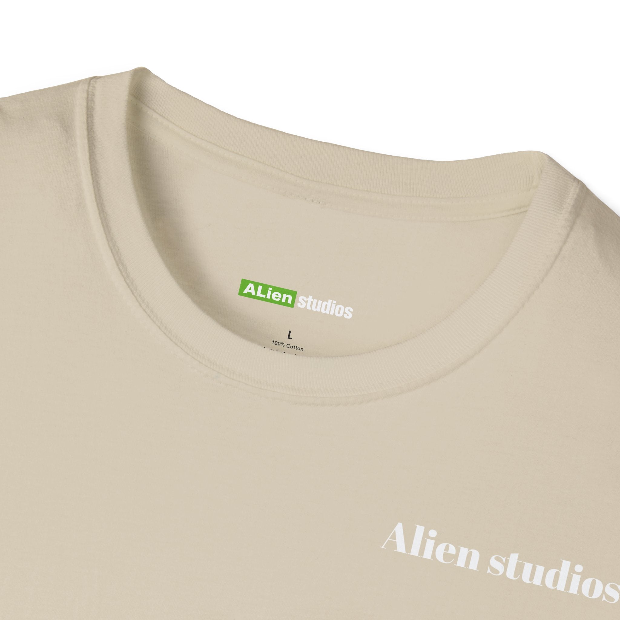 Alien Studios logo T-Shirt | Minimal back text, small chest text