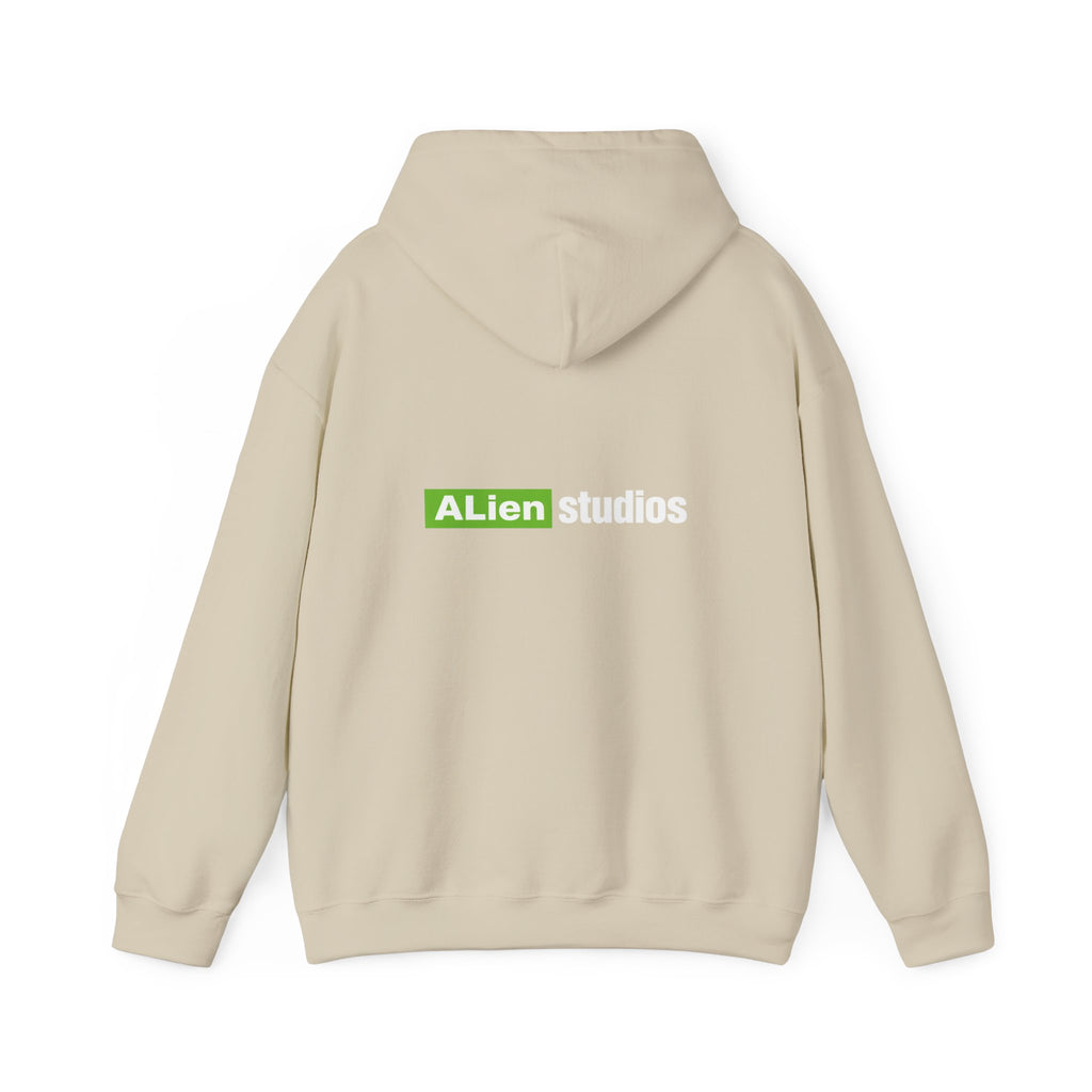 Alien Studios logo Hoodie | Branded Graphic Pullover, Black Logo Sweatshirt