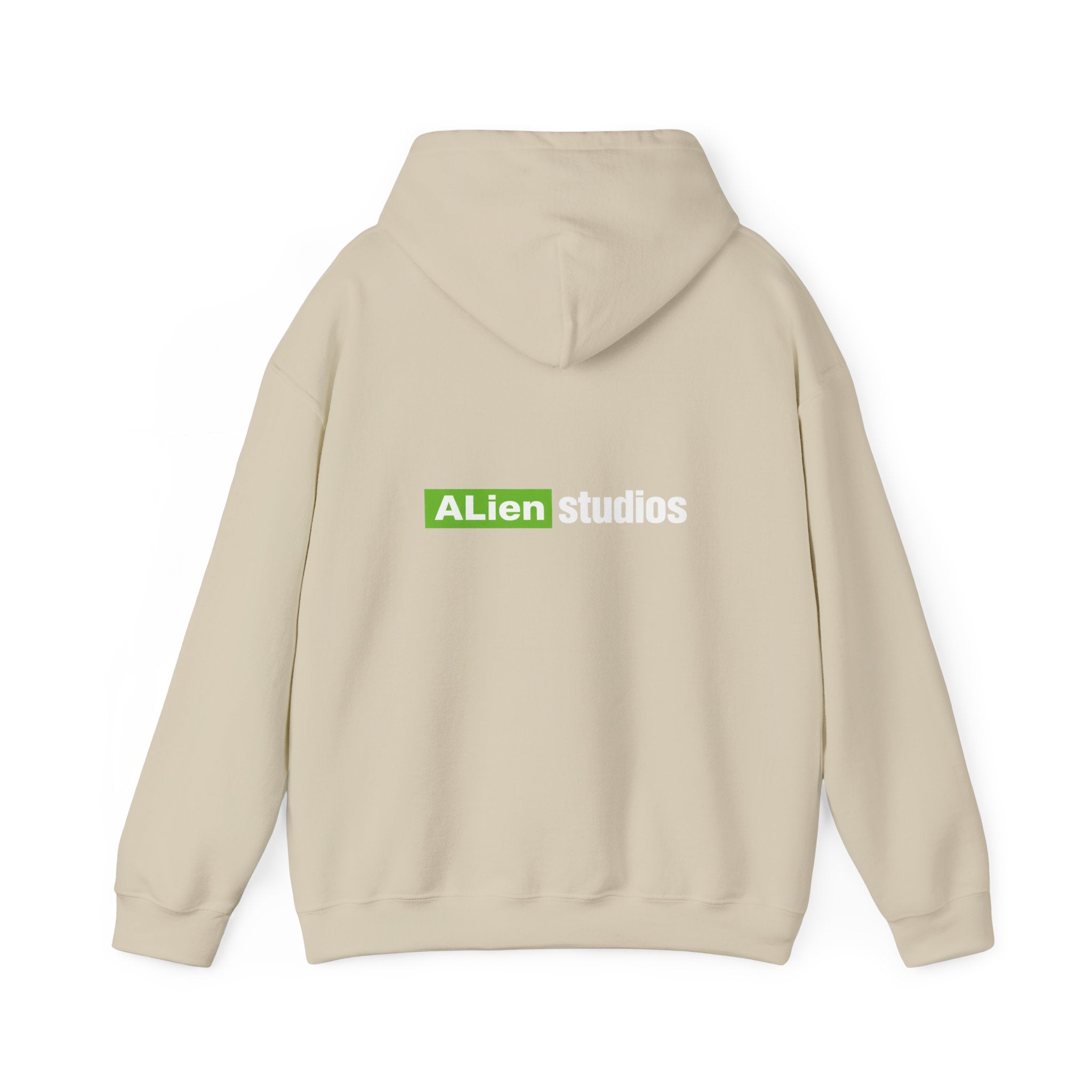 Alien Studios logo Hoodie | Branded Graphic Pullover, Black Logo Sweatshirt