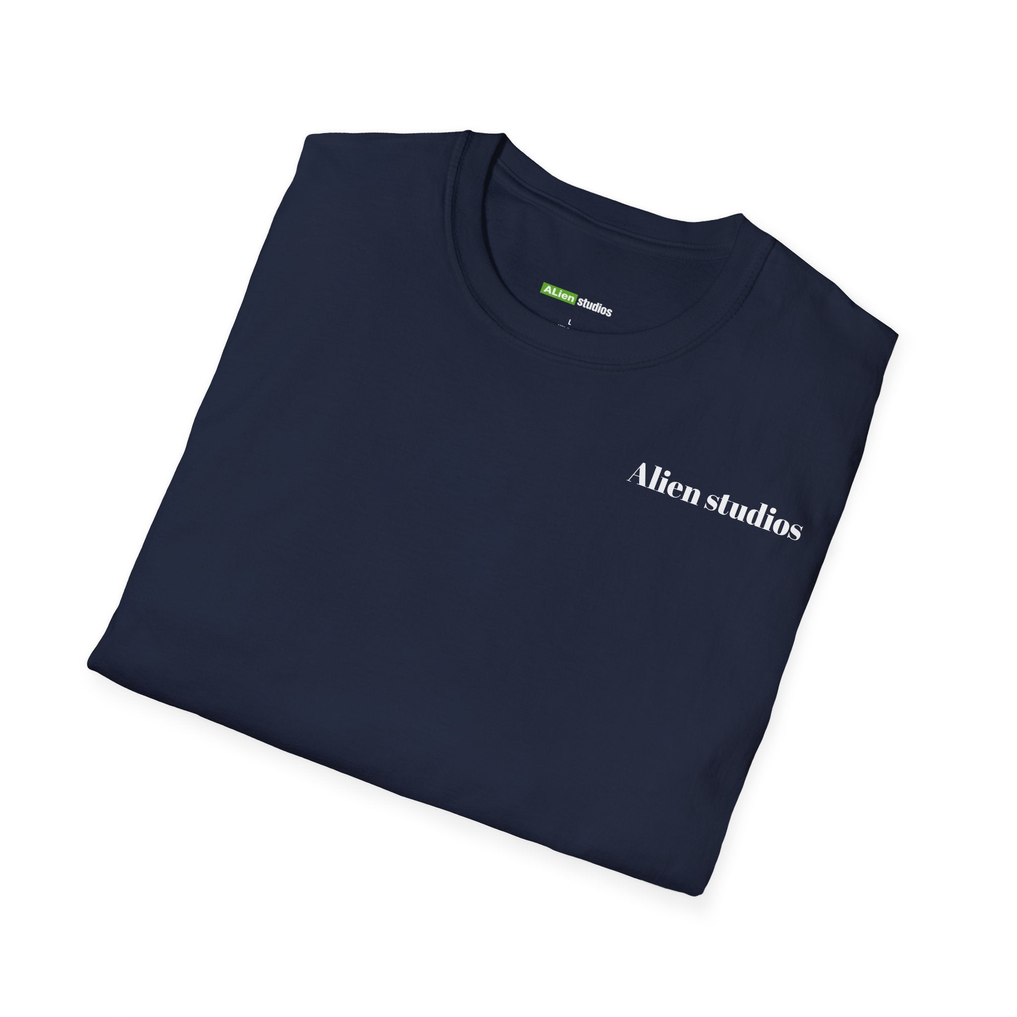 Alien Studios logo T-Shirt | Minimal back text, small chest text