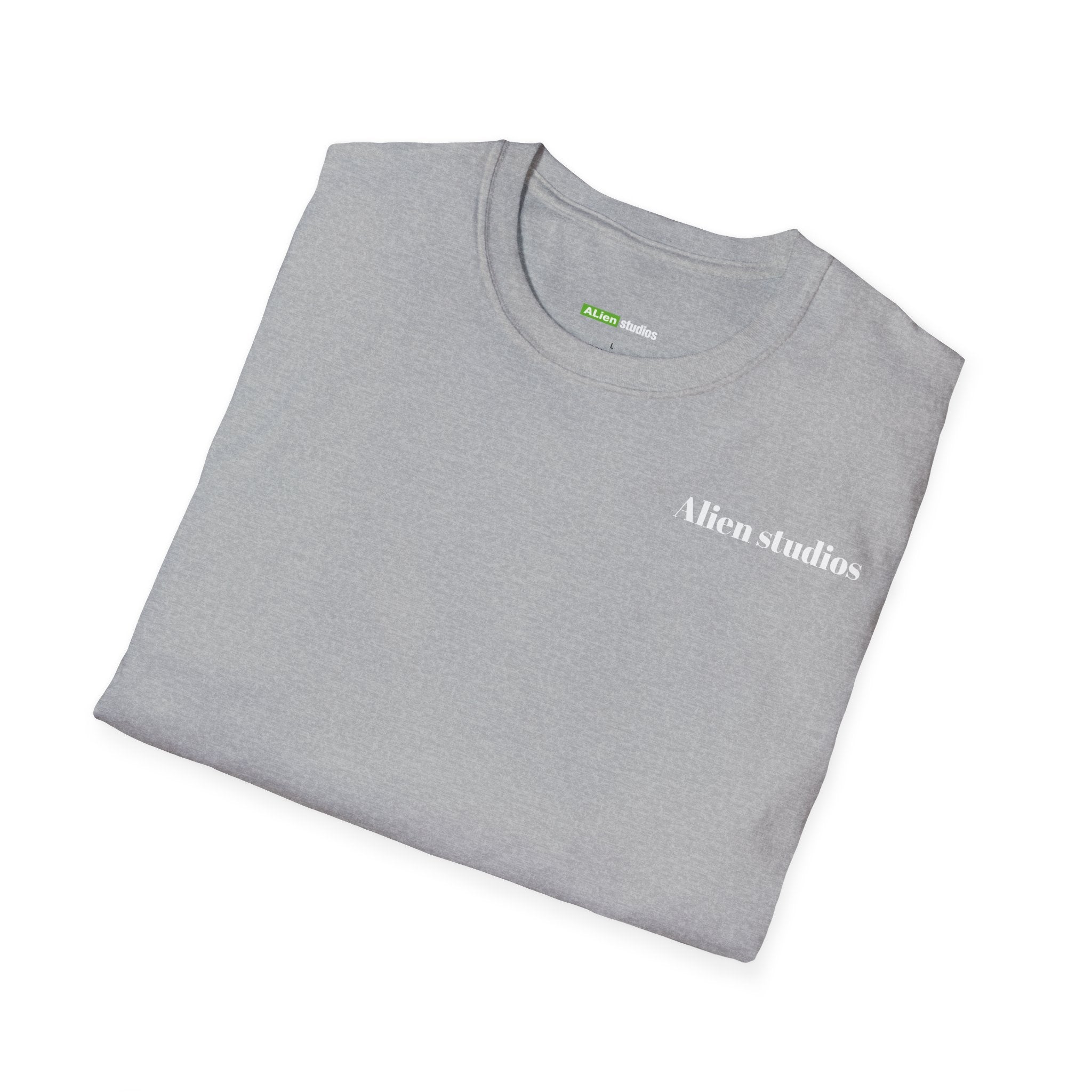 Alien Studios logo T-Shirt | Minimal back text, small chest text