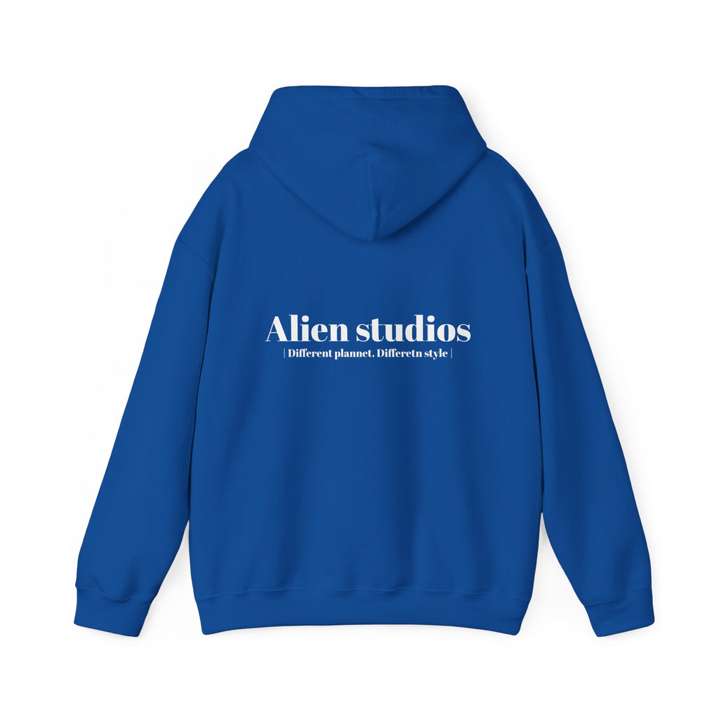 Alien Studios Logo Hoodie | Minimal Back Text, White Pullover