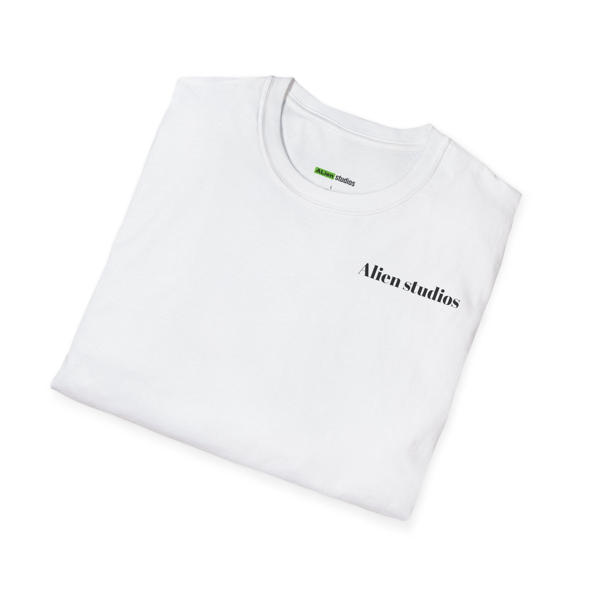 Alien Studios logo T-Shirt | Minimal back text, small chest text