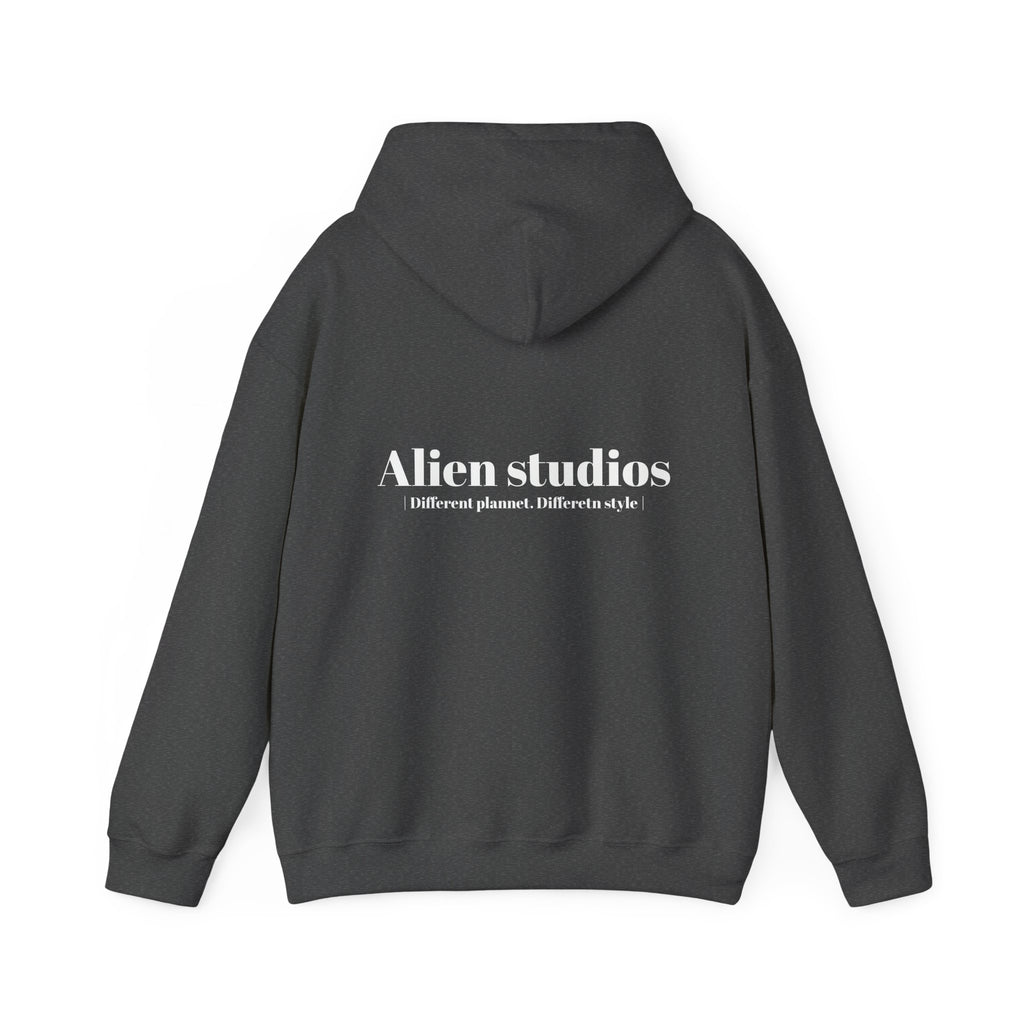Alien Studios Logo Hoodie | Minimal Back Text, White Pullover