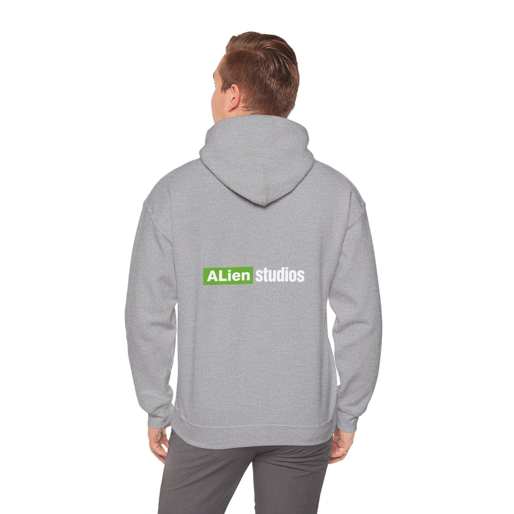 Alien Studios logo Hoodie | Branded Graphic Pullover, Black Logo Sweatshirt