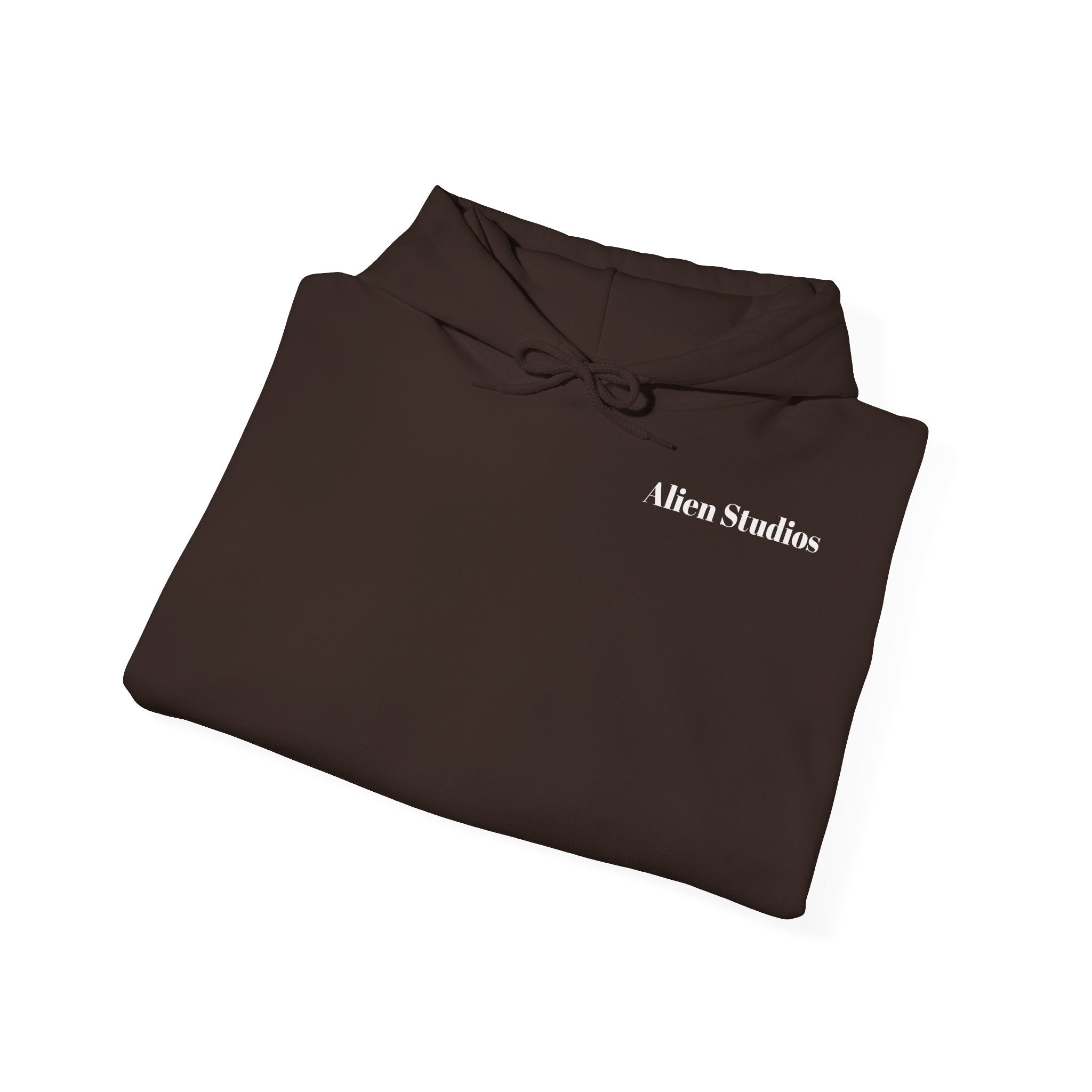 Alien Studios Logo Hoodie | Minimal Back Text, White Pullover